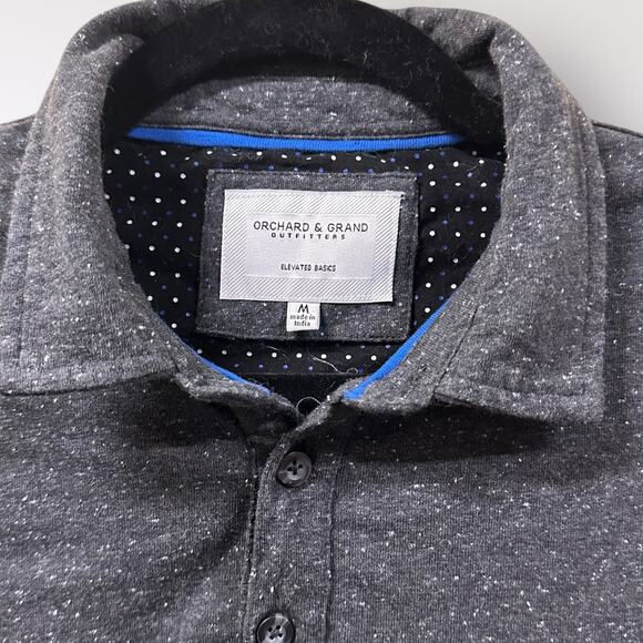 Orchard & Grand | Medium Men's Cotton Blend Gray Marbled Short Sleeve Polo Shirt - Picture 2 of 6